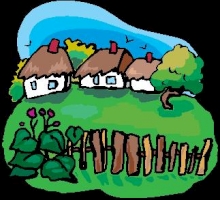 Image from Print Artist Platinum software, version 23, Bonus Graphics CD. missing: ../jpgs/6-print-artist-drawings/VILLAGE 1.jpg